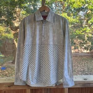 Fcuk Jeans Men's Two Patterned Grey Button Down Shirt Size XL. NEW